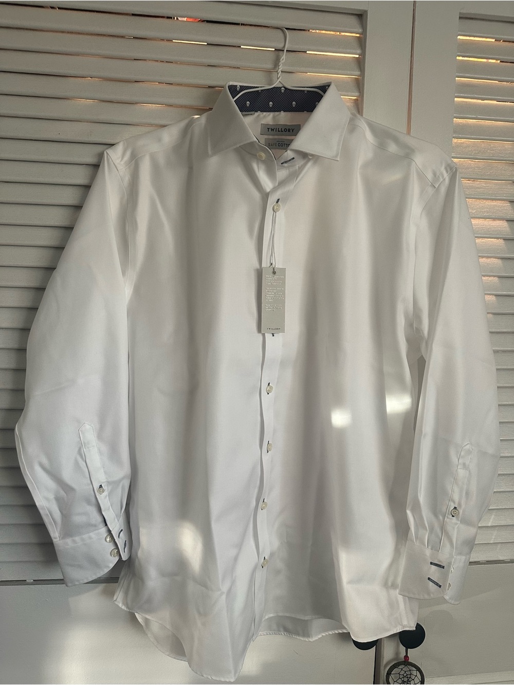 Twillory Men's White Spread Collar Dress Shirt